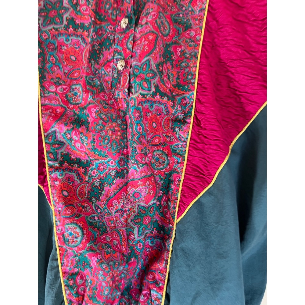 Retro Paisley Art to Wear 70s Style Print Blouse Large - Picture 4 of 7